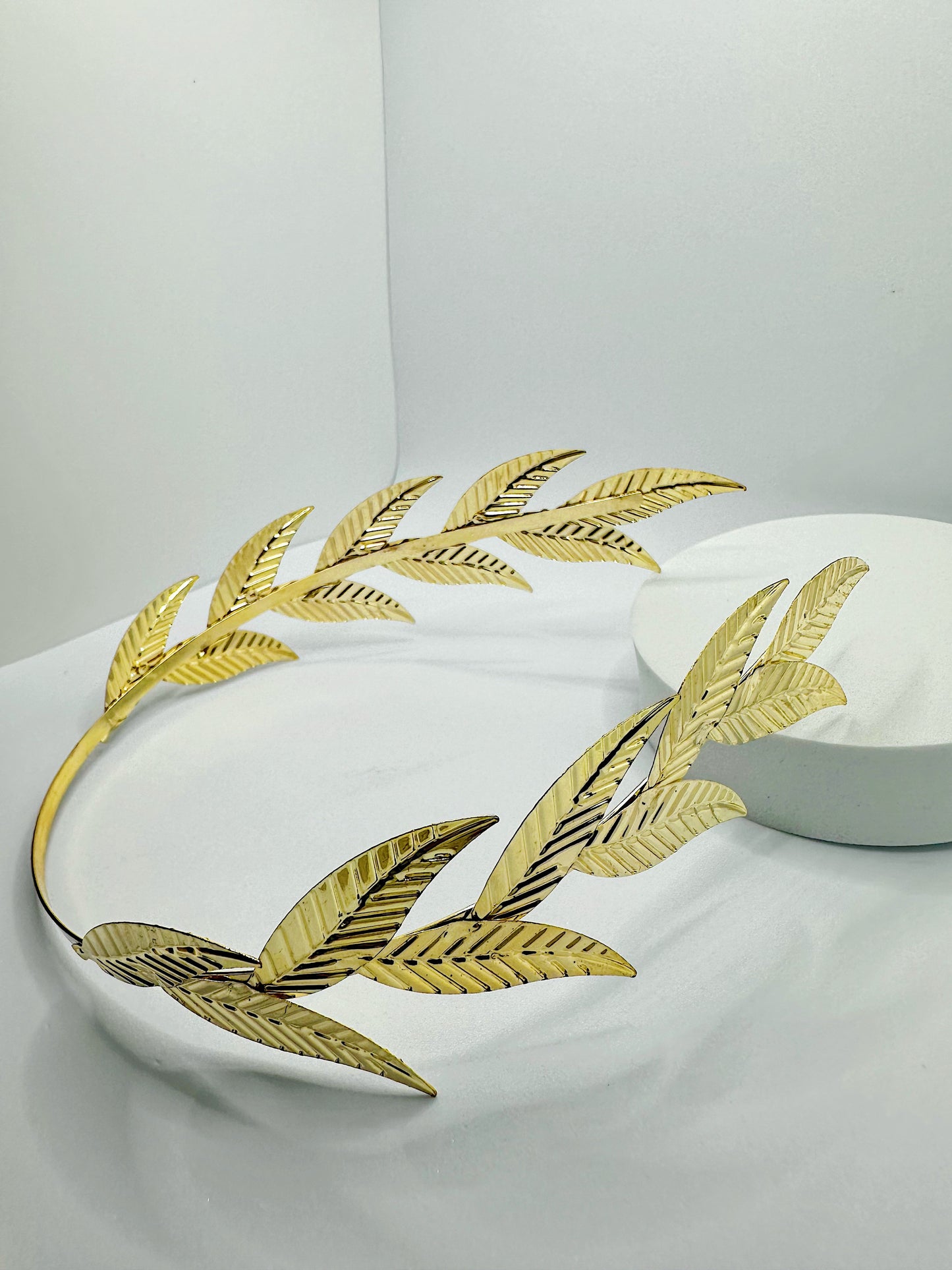 Greek Goddess Headpiece Elven Hairband Grecian Olive Leaf Flower branch Gold Silver Laurel Crown Backwards Ancient Roman Larp Wreath